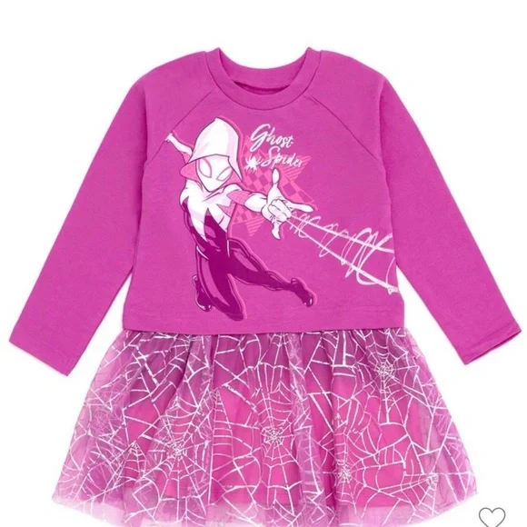 Marvel Girls' Ghost-Spider Pink Purple Tulle dress, size 6 - Picture 2 of 6